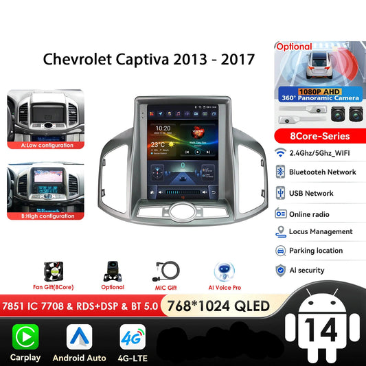 Chevrolet Captiva Sport 2011 - 2017 9,7" Android 14 Carplay Android auto wireless wifi bt gps 4g  AUTMXJ6J