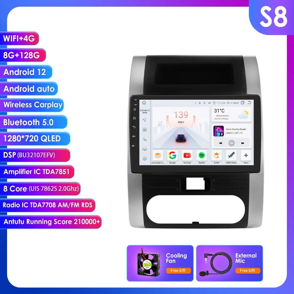 Nissan X-Trail X Trail 2 T31 2007 - 2015 9" Android 14 Carplay Android auto wireless wifi bt gps 4g AUTMXTRNS