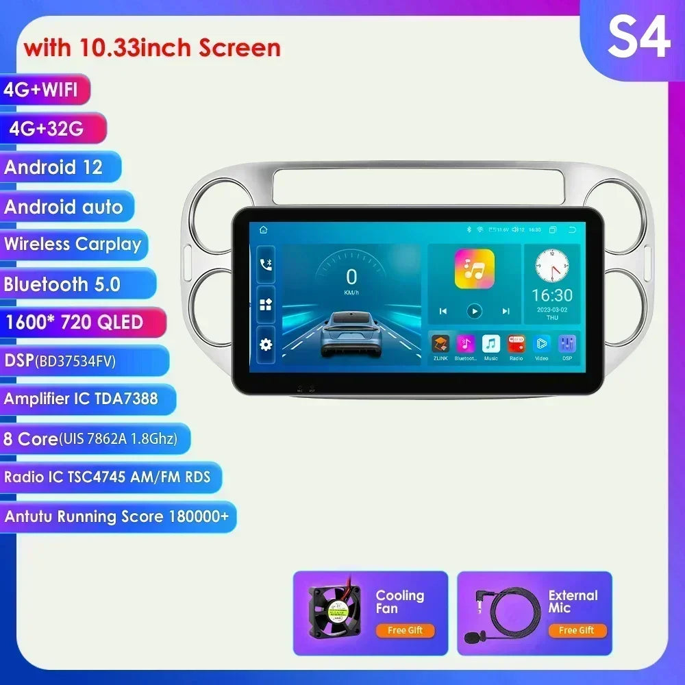 VW Volkswagen Tiguan 2006-2016 9" Android 14 Carplay Android auto wireless wifi bt gps 4g  AUTMKZ2Q