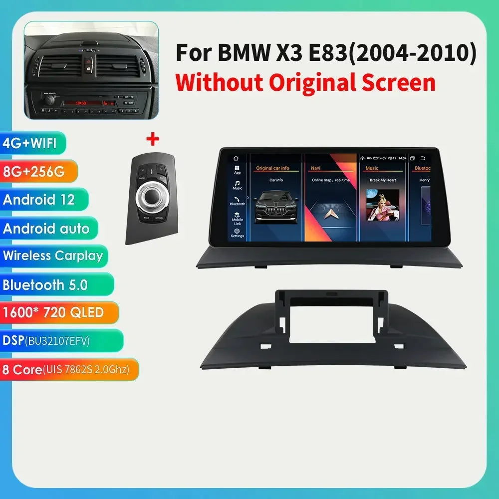 BMW X3 E83 2004 - 2010 (SENZA SCHERMO ORIGINALE) 10,25" Android 14 Carplay Android auto wireless wifi bt gps 4g  AUTM4VBT