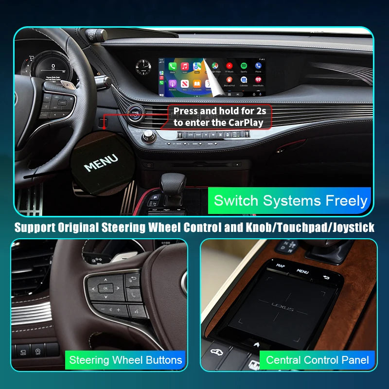 Lexus LS 2014-2020 Wireless CarPlay Android Auto  AirPlay Mirror Link USB Player AUTMLXSLS20