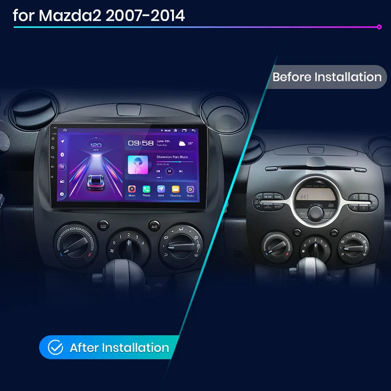 Mazda2 2007-2014 V1pro AI Voice 2 din Carplay Android Auto Radio RDS WIFI GPS BT 4G Car Multimedia  autoradio AUTMMAZDA2