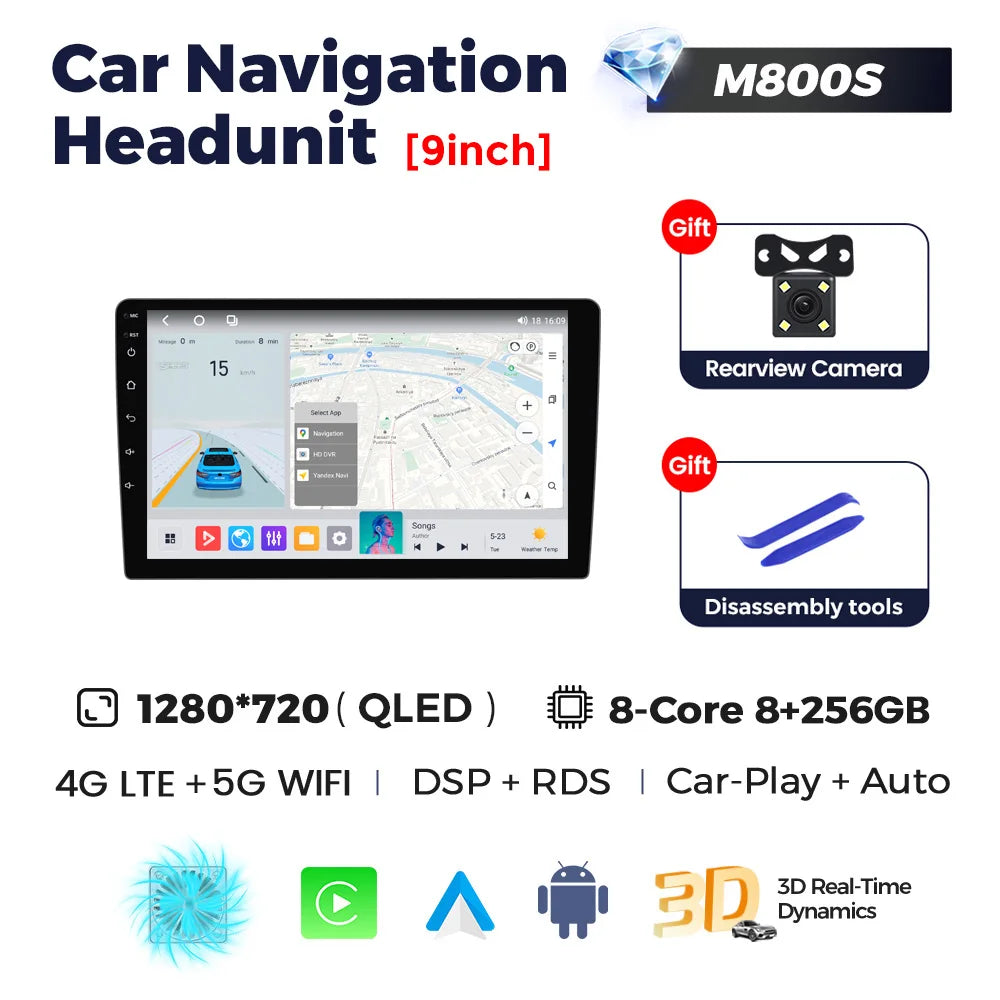 9 /10" Android 14 CARTABLET UNIVERSALI Carplay Android Auto wireless WIFI BT GPS USB AUTMHZA2