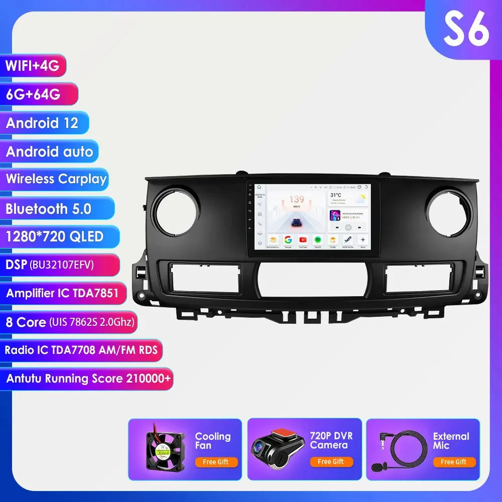 Renault Master 2003 - 2011 9" Android 14 Carplay Android auto wireless wifi bt gps 4g  AUTMAV61