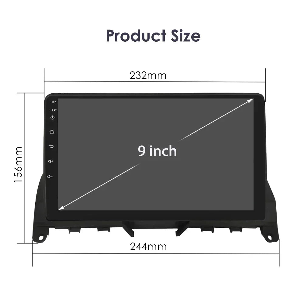 Mercedes Benz C-Class W204 S204 2007 - 2010 9" Android 14 Carplay Android auto wireless wifi bt gps 4g AUTMJ8L7