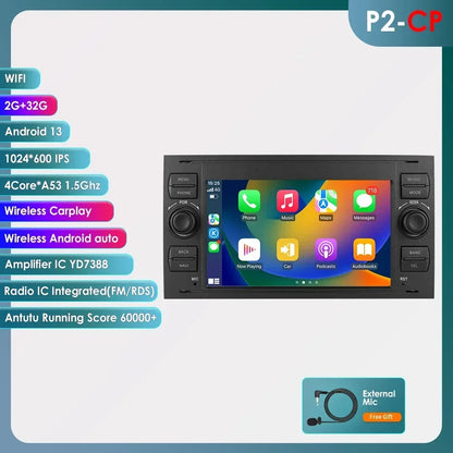 Ford Mondeo S-max Focus C-MAX Galaxy Fiesta Transit Fusion Connect Kuga 7" Android 14 AUTM58OQ Carplay Android auto wireless wifi bt gps 4g AUTM2PNO