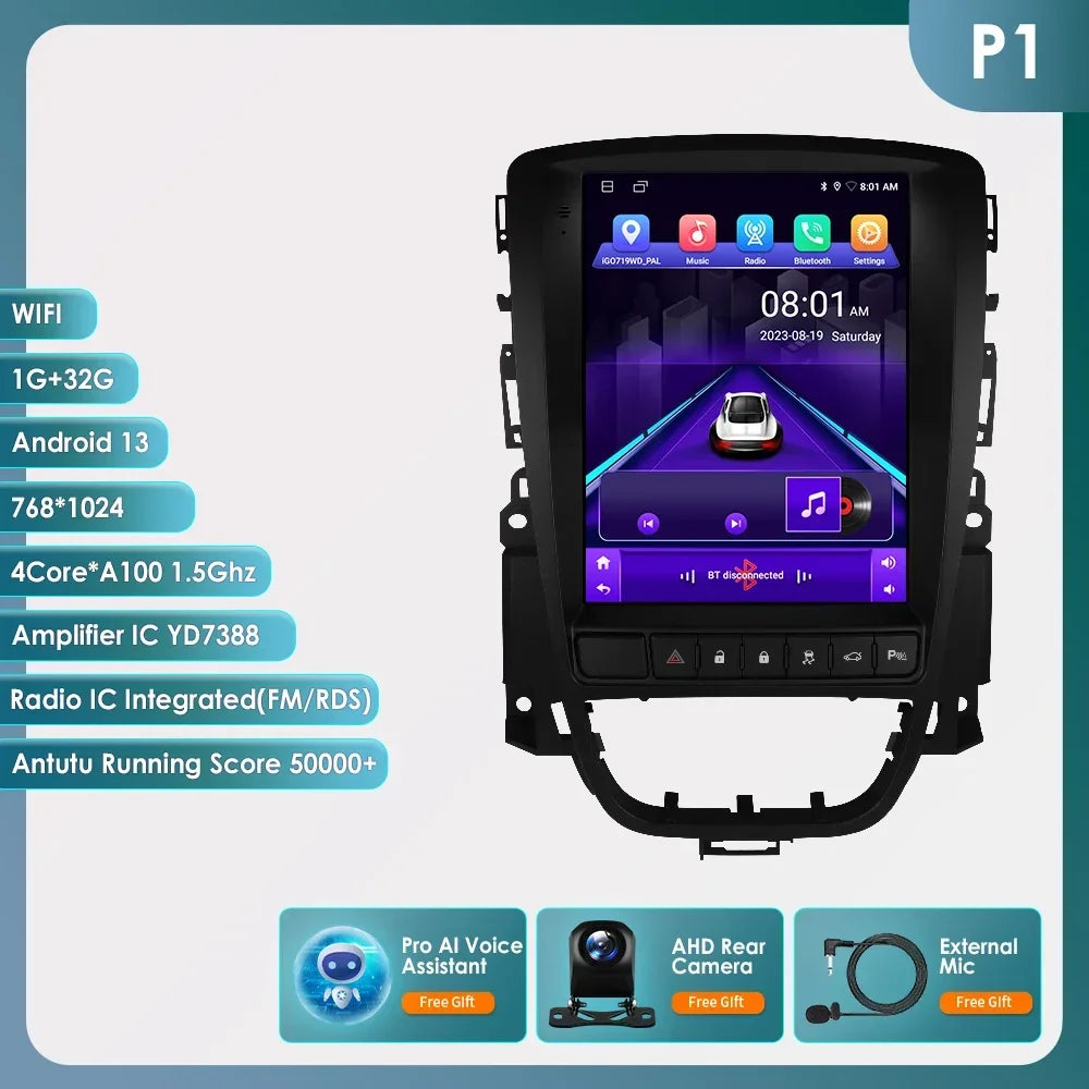 Opel Astra J Vauxhall Buick Verano 2009-2013 9,7" Android 14 Carplay Android auto wireless wifi bt gps 4g  AUTMPT97