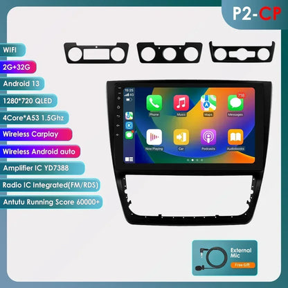 Skoda Yeti 5L 2009-2014 9" 10,33" Android 14 Carplay Android auto wireless wifi bt gps 4g  AUTMXR7U