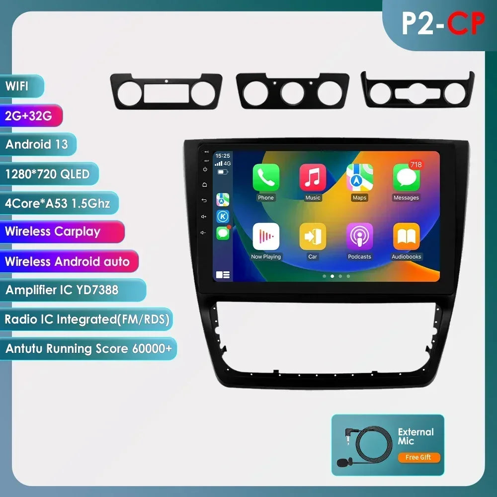 Skoda Yeti 5L 2009-2014 10,1" Android 14 Carplay Android auto wireless wifi bt gps 4g  AUTMDTJX