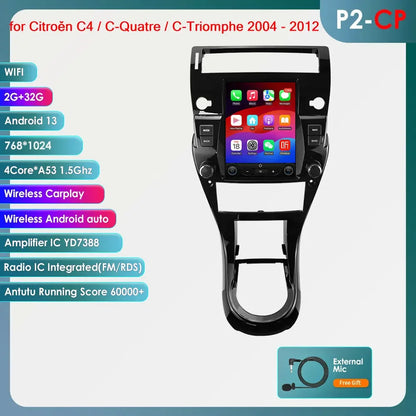 Citroen C4 C-Triomphe Quatre 2004-2014 9,7" Android 14 Carplay Android auto wireless wifi bt gps 4g AUTMZRKL
