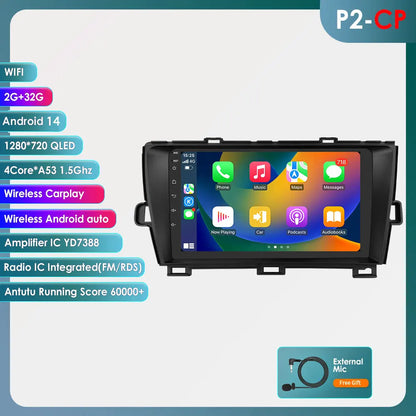 Toyota Prius XW30 2009-2015 9"Android 14 Carplay Android auto wireless wifi bt gps 4g RDS AUTMTAPY