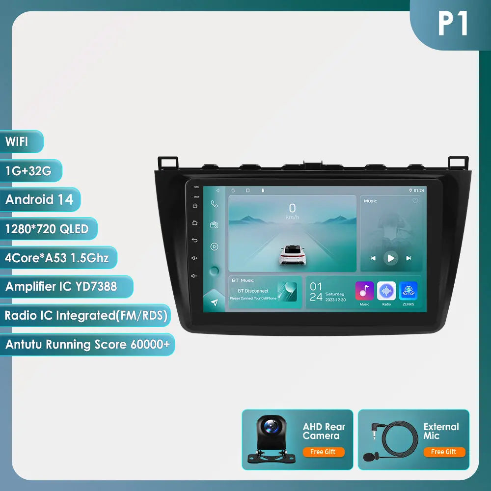 Mazda 6 2007 - 2012 9" Android 14 Carplay Android auto wireless wifi bt gps 4g AUTMJSBD