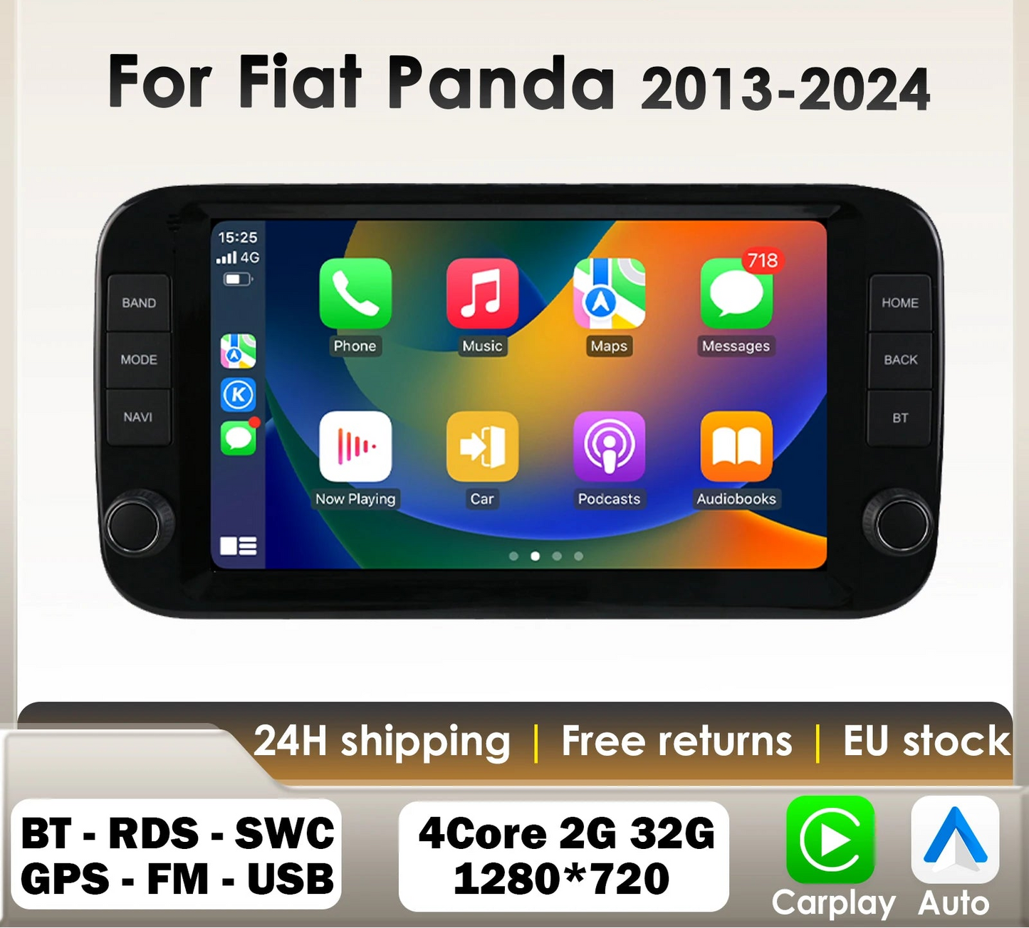 Fiat Panda 2013 - 2024 9" CarPlay Android Auto Radio RDS   Multimedia Player GPS  WIFI AUTM3LGW