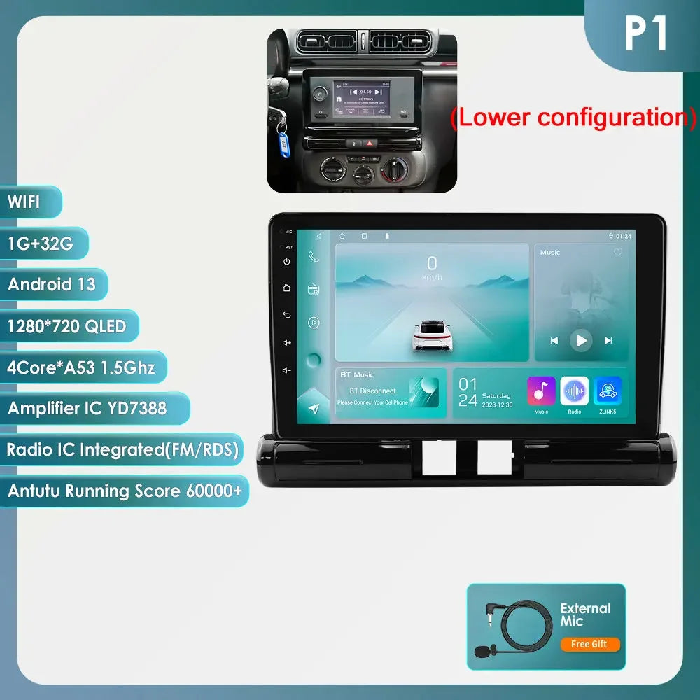 Citroen C3 C4 Aircorss  2017 - 2023 9" ANDROID 12 Carplay Android auto wireless radio RDS WIFI GPS BT USB AUTMCTRC349