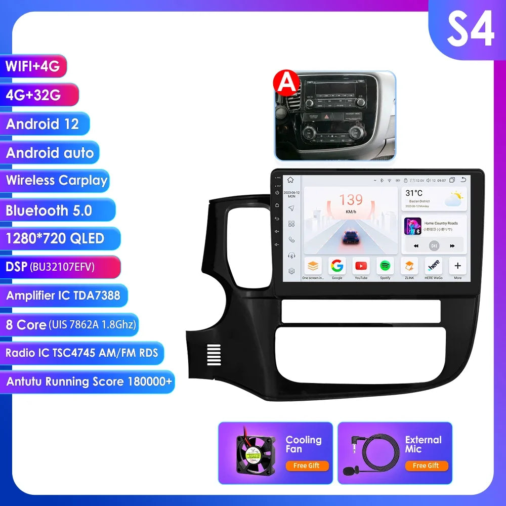 Mitsubishi Outlander 3 GF0W GG0W Xl 10,1" / 10,33" Android 14 Carplay Android auto wireless wifi bt gps 4g  AUTMQMHH