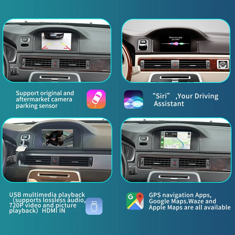 Volvo S80 2015  7"  cion schermo LCD , Wireless CarPlay  Android Auto  Mirror Link AirPlay  Reverse Camera AUTMVVS80