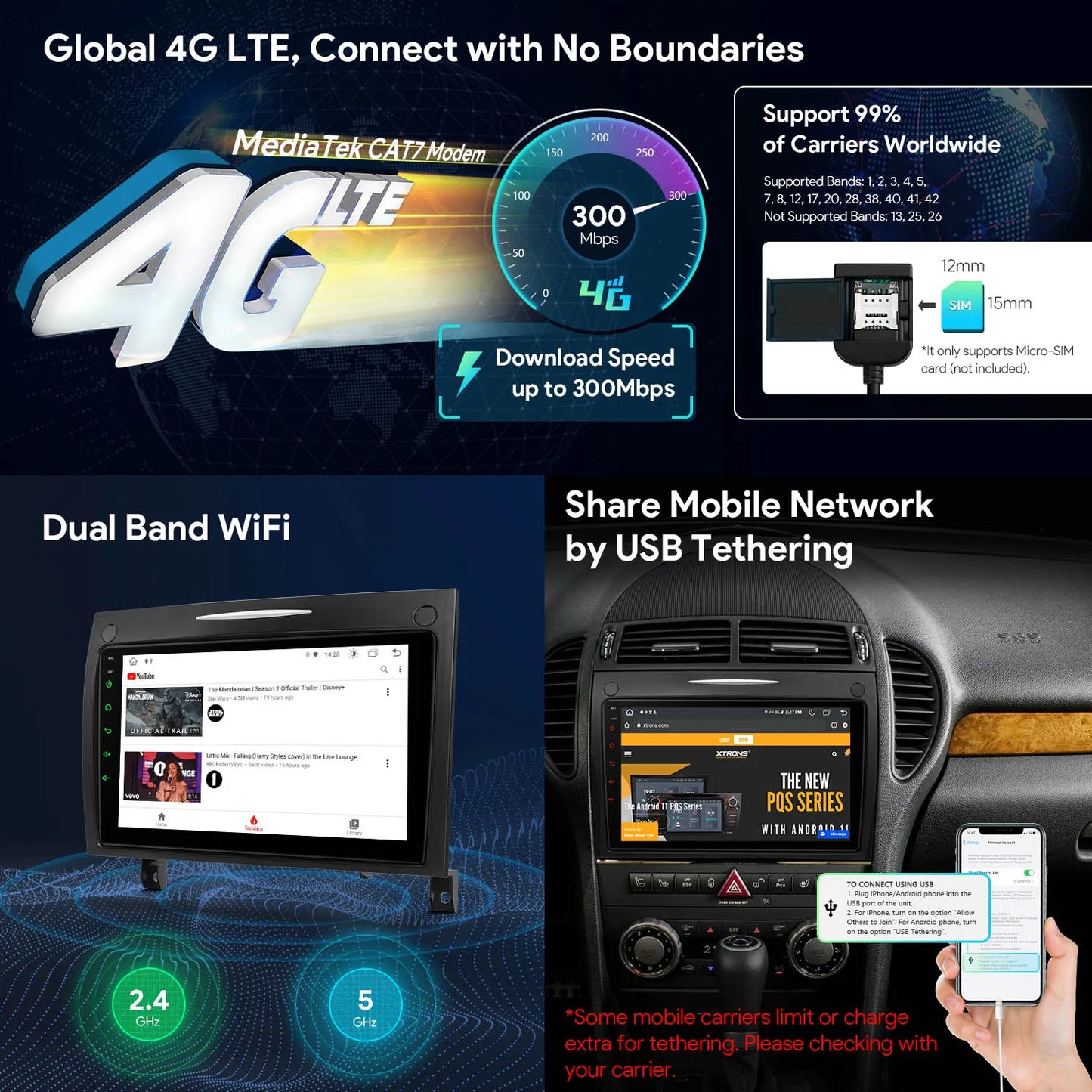 Mercedes-Benz SLK R171 SLK200/280/300/350 2004-2011 9'' Android 13 Car Radio Multimedia Player   4G DSP IAP92M350S