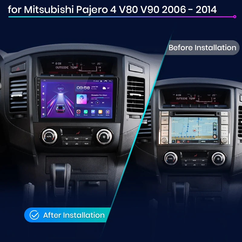 Mitsubishi Pajero 4 V80 V90 2006 - 2014 V1 Plus Car Radio RDS GPS WIFI BT   wireless CarPlay Android Auto AUTMMTBPJ4