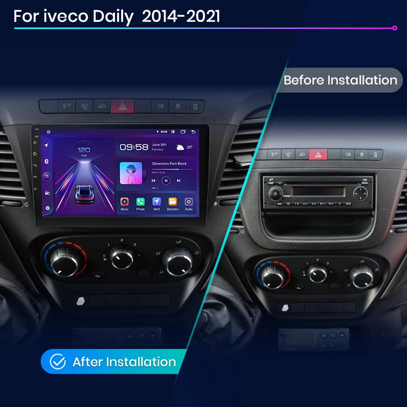 Iveco Daily 2014 -2021 AI Voice Carplay Android Auto Radio RDS WIFI GPS BT 4G Car Multimedia AUTMIVCDALY