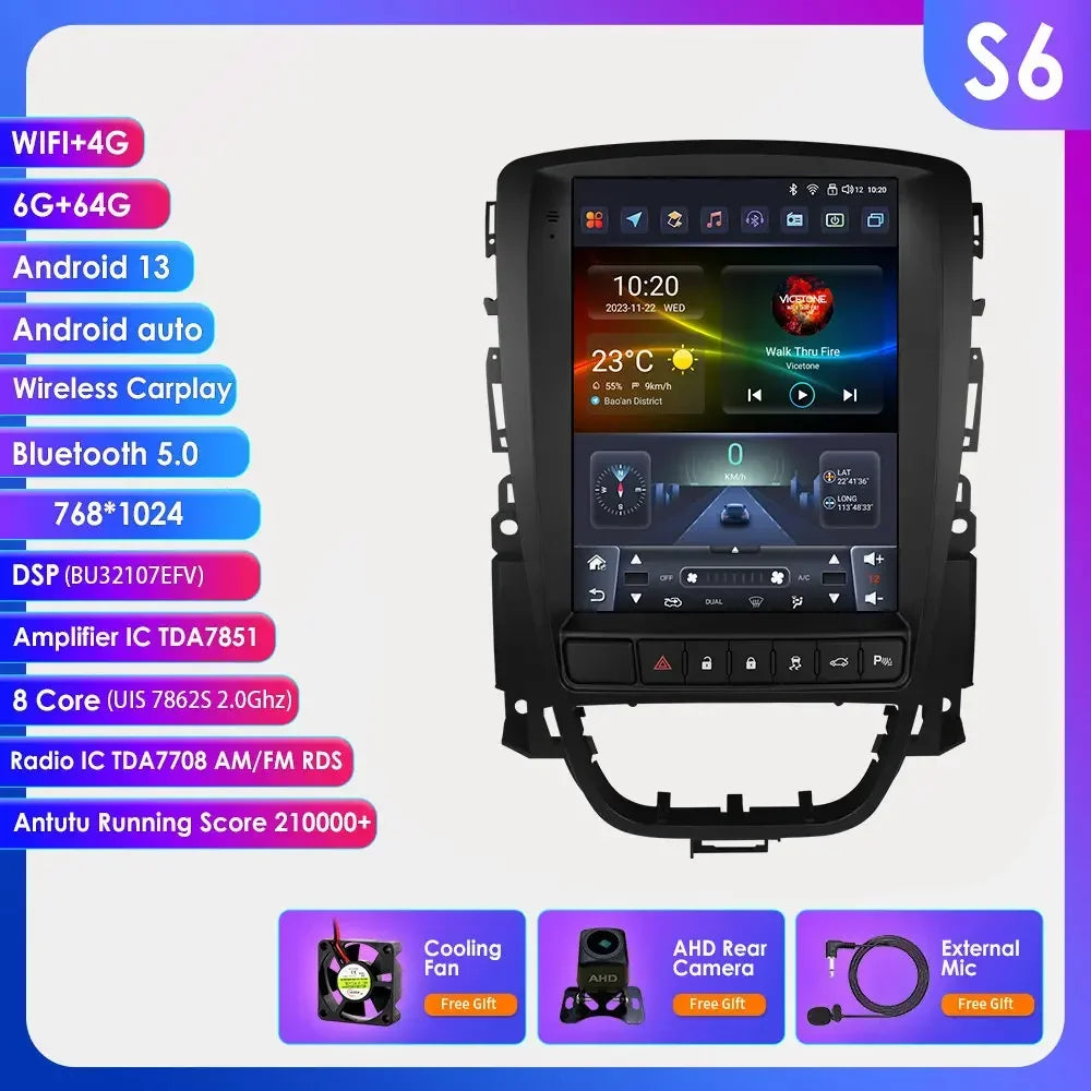 Opel Astra J Vauxhall Buick Verano 2009-2013 9,7" Android 14 Carplay Android auto wireless wifi bt gps 4g  AUTMPT97