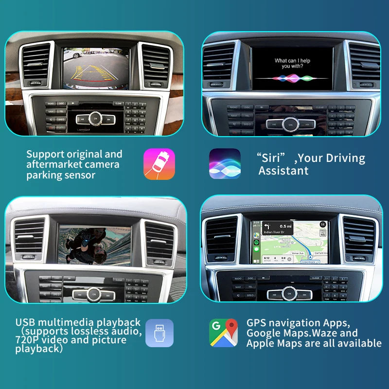 Mercedes Benz ML GL W166 X166 NTG4.5/4,7 2012-2015 Wireless CarPlay  Android Auto Mirror Link AirPlay GPS AUTMMCDMLG