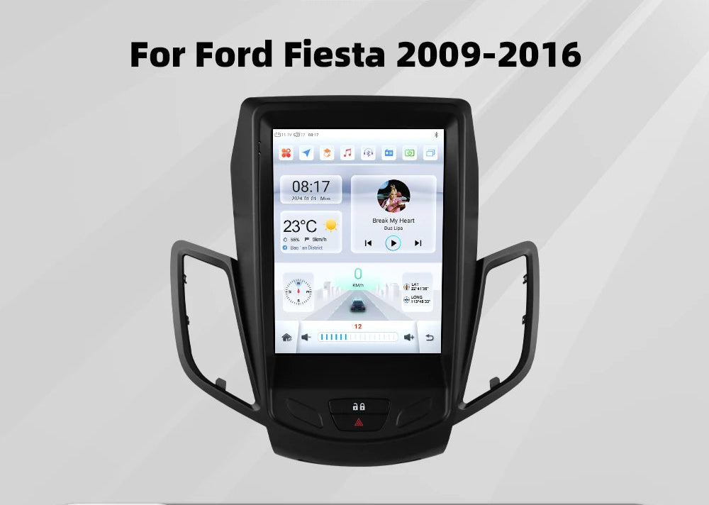 Ford Fiesta 2009--2017 9.7" Tesla style  Android 13 radio rds dsp Carplay Android auto GPS navi 4G AUTMFSTTY