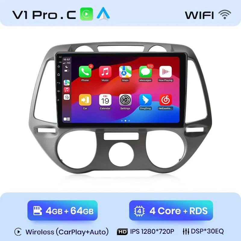 Hyundai i20 2008 - 2014  9" ANDROID 12 wireless CarPlay Android Auto GPS WIFI BT USB AUTMHYIAR