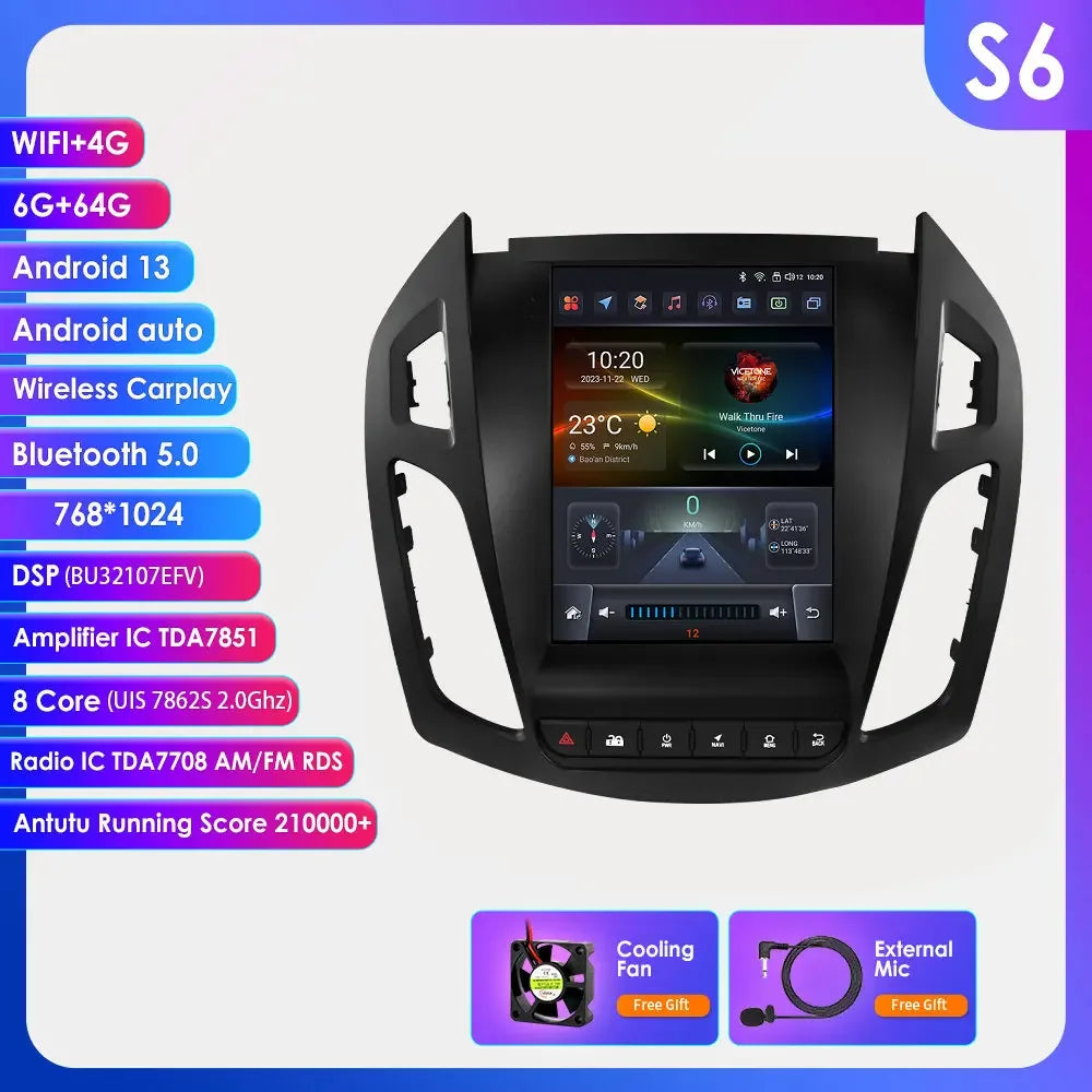 Ford Transit Connect / Tourneo Connect 2013 - 2018 9,7" Android 14 Carplay Android auto wireless wifi bt gps 4g  AUTMEZ9J