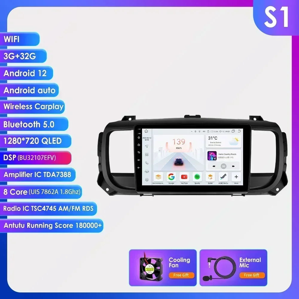 Peugeot Expert 3 Citroen Jumpy 3 SpaceTourer 2016-2021 9"/ 10,33" Android 14 Carplay Android auto wireless wifi bt gps 4g  AUTMZEUM