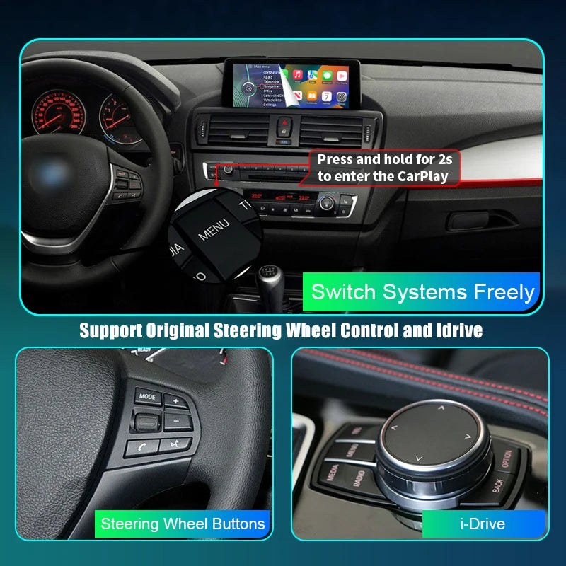 BMW 1 Series E81 E82 E87 E88 2008-2012 CIC Wireless CarPlay  Android Auto Mirror Link AirPlay Navigatore AUTMBMW1E