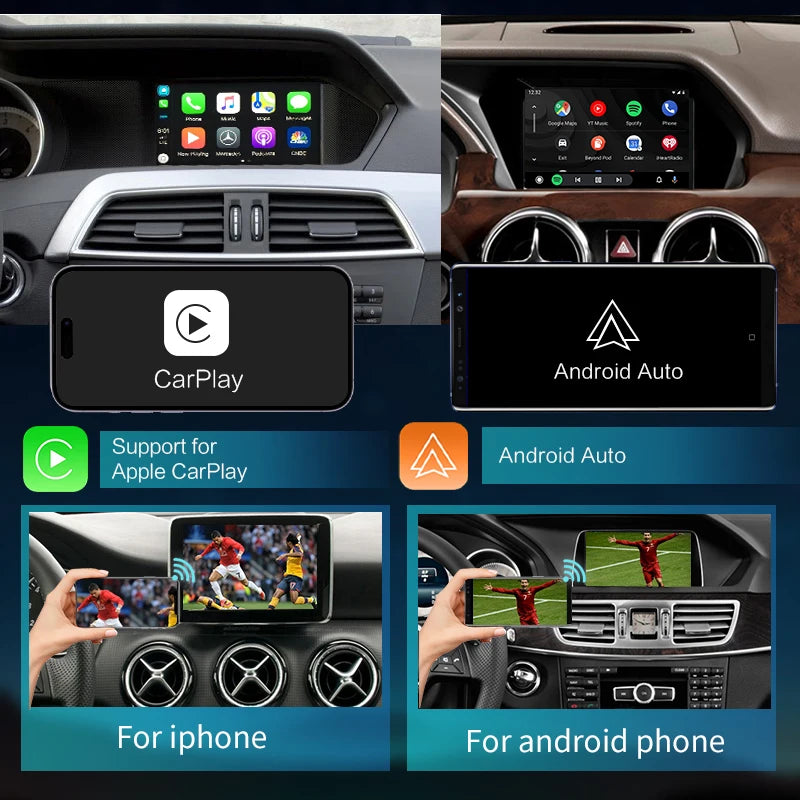 Mercedes Benz A - W176 B- W246 CLA GLA  C-W204 E- W212 C207 CLS W218 ML GL GLK SLK R72 G W463  wireless carplay android auto gps mirrorlink AUTMMMBCS