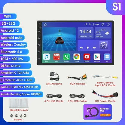 Universale 2 DIN 7" Android 14 Carplay Android auto wireless wifi bt gps 4g AUTMIYLG