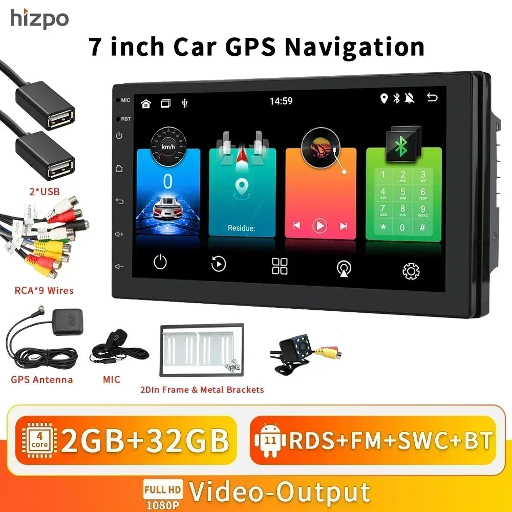 Universale 2 DIN 7" Android 14 Carplay Android auto wireless wifi bt gps 4g AUTMIYLG