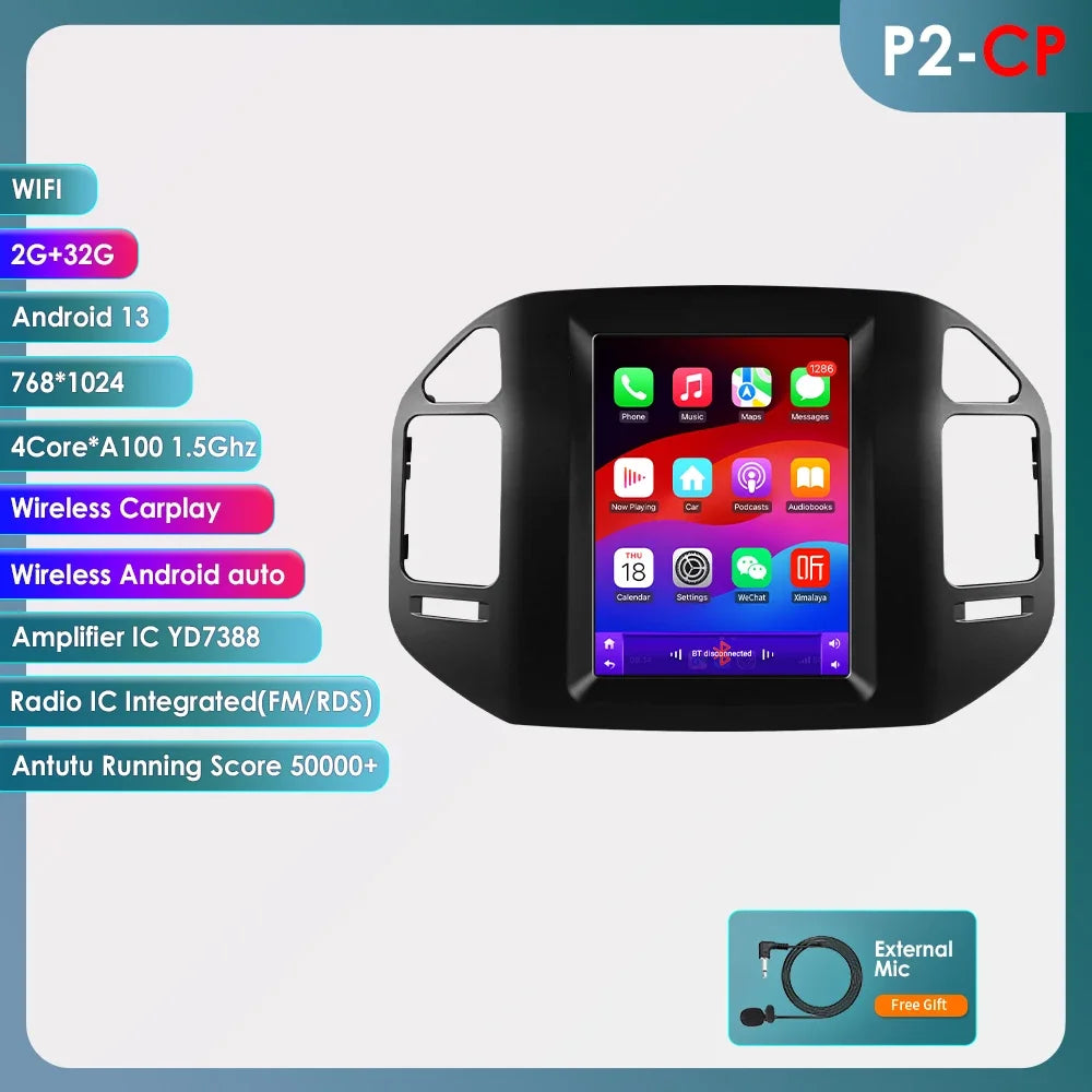Mitsubishi Pajero V60 V68 V73 1999-2006 9,7" Android 14 Carplay Android auto wireless wifi bt gps 4g  AUTMN48V