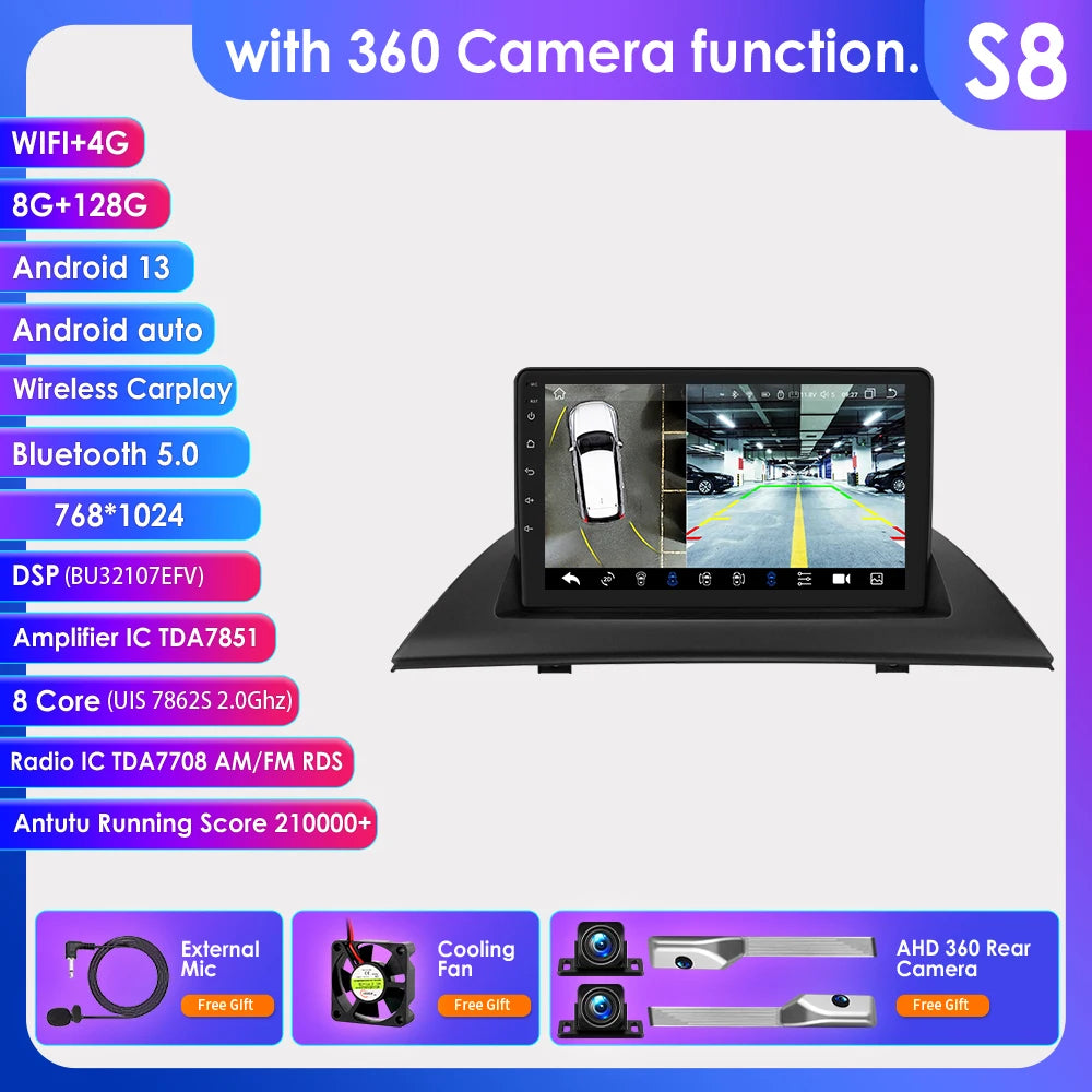 BMW X3 E83 2004- 2012 9" Android 14 Carplay Android auto wireless wifi bt gps 4g AUTMW98Z