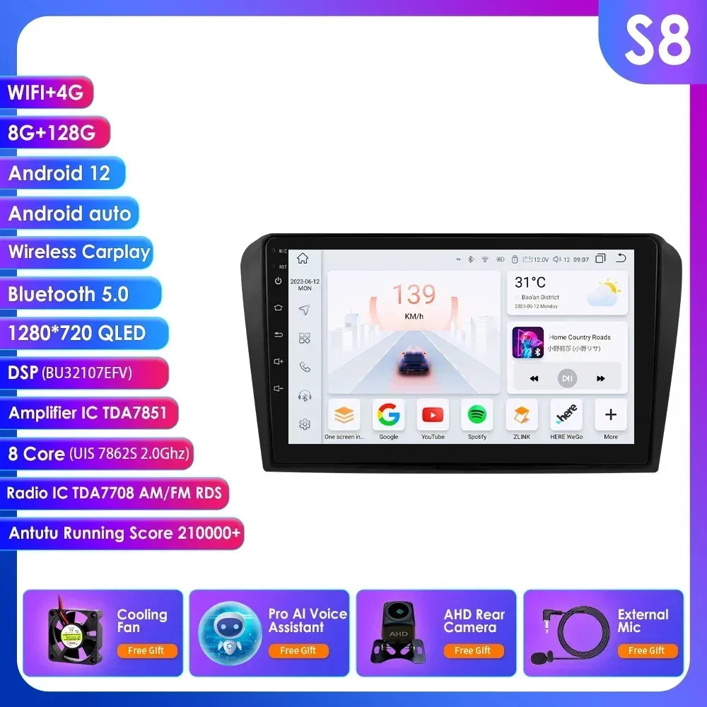 Mazda 3 2004-2009 9" / 10,33"  Android 14 Carplay Android auto wireless wifi bt gps 4g AUTMZAMD3
