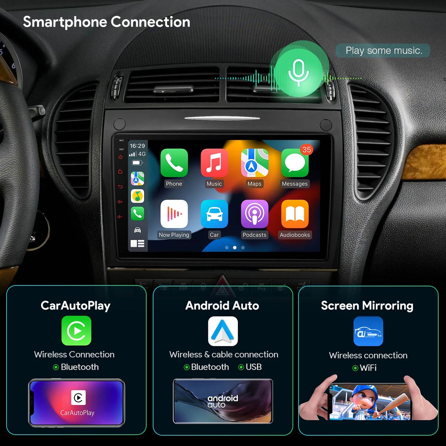 Mercedes-Benz SLK R171 SLK200/280/300/350 2004-2011 9'' Android 13 Car Radio Multimedia Player   4G DSP IAP92M350S