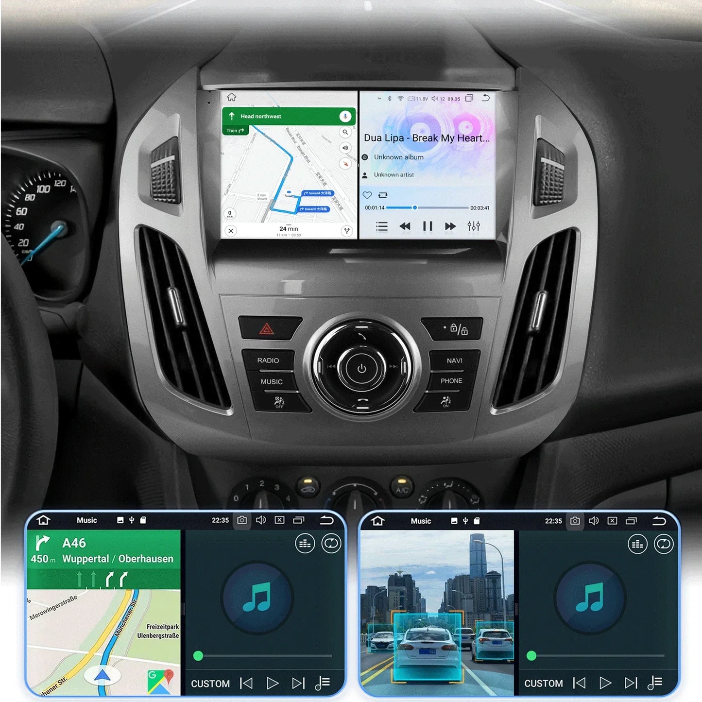 Ford Transit / Tourneo Connect 2013 - 2018 9" Android 14 Carplay Android auto wireless wifi bt gps 4g AUTMZ3HA