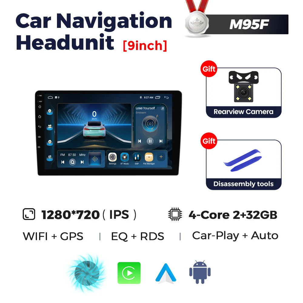 9 /10" Android 14 CARTABLET UNIVERSALI Carplay Android Auto wireless WIFI BT GPS USB AUTMHZA2