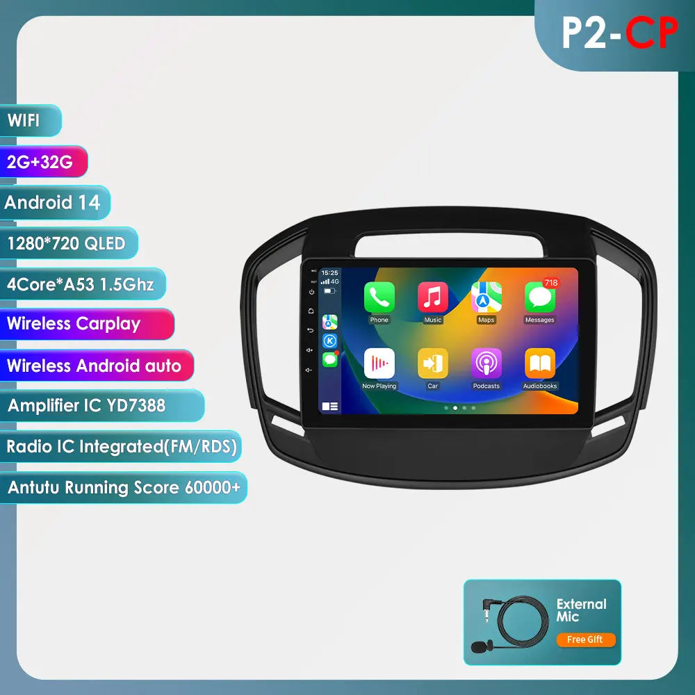 Opel Insignia 2009-2017 9" Android 14 Carplay Android auto wireless wifi bt gps 4g  AUTM9ZD8