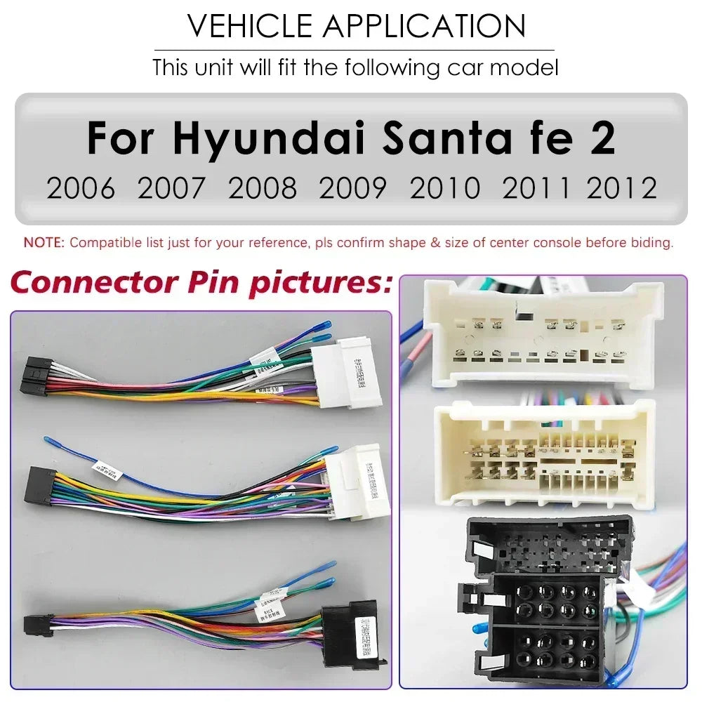 Hyundai Santa Fe 2 2006 - 2012 9" Android 14 Carplay Android auto wireless wifi bt gps 4g  AUTMC8Y7