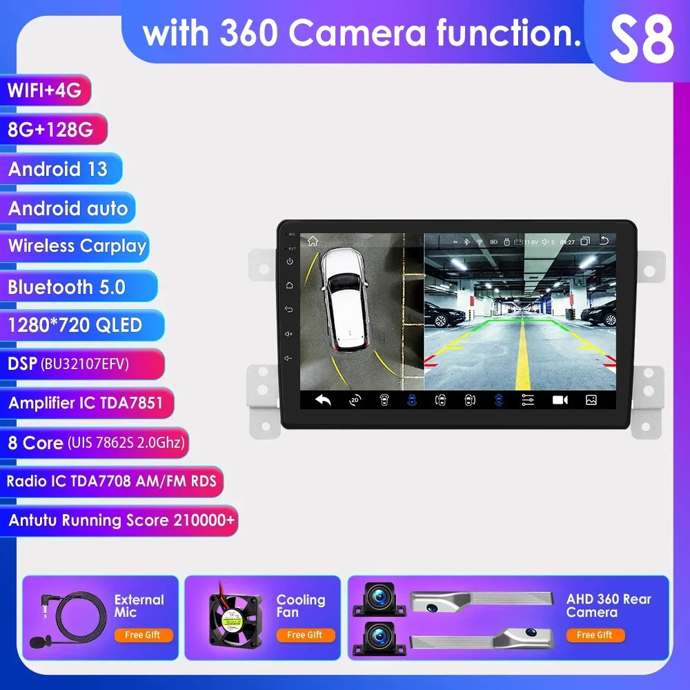 Suzuki Grand Vitara 3 2005 - 2015 9" Android 14 Carplay Android auto wireless wifi bt gps 4g AUTMAVRG