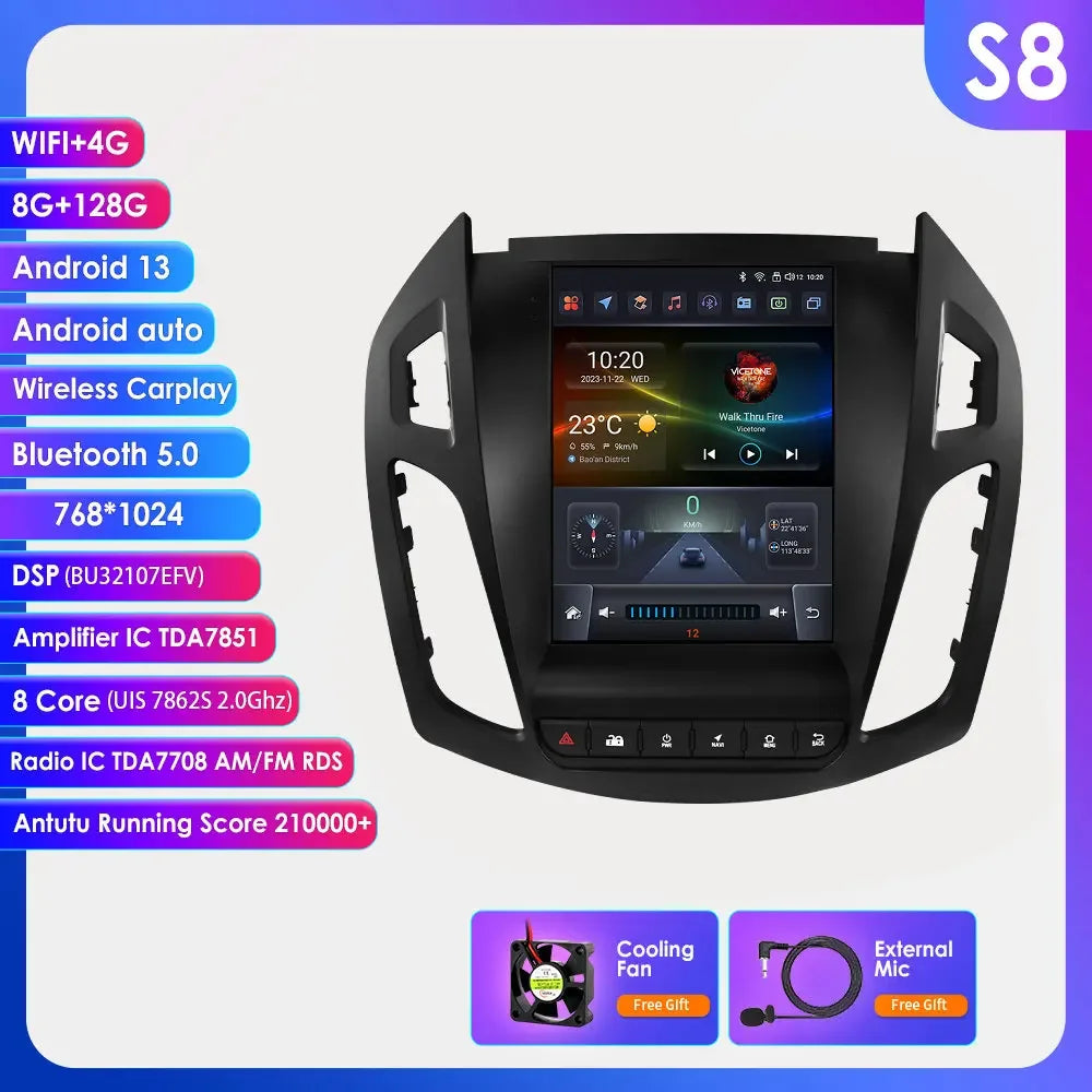 Ford Transit Connect / Tourneo Connect 2013 - 2018 9,7" Android 14 Carplay Android auto wireless wifi bt gps 4g  AUTMEZ9J