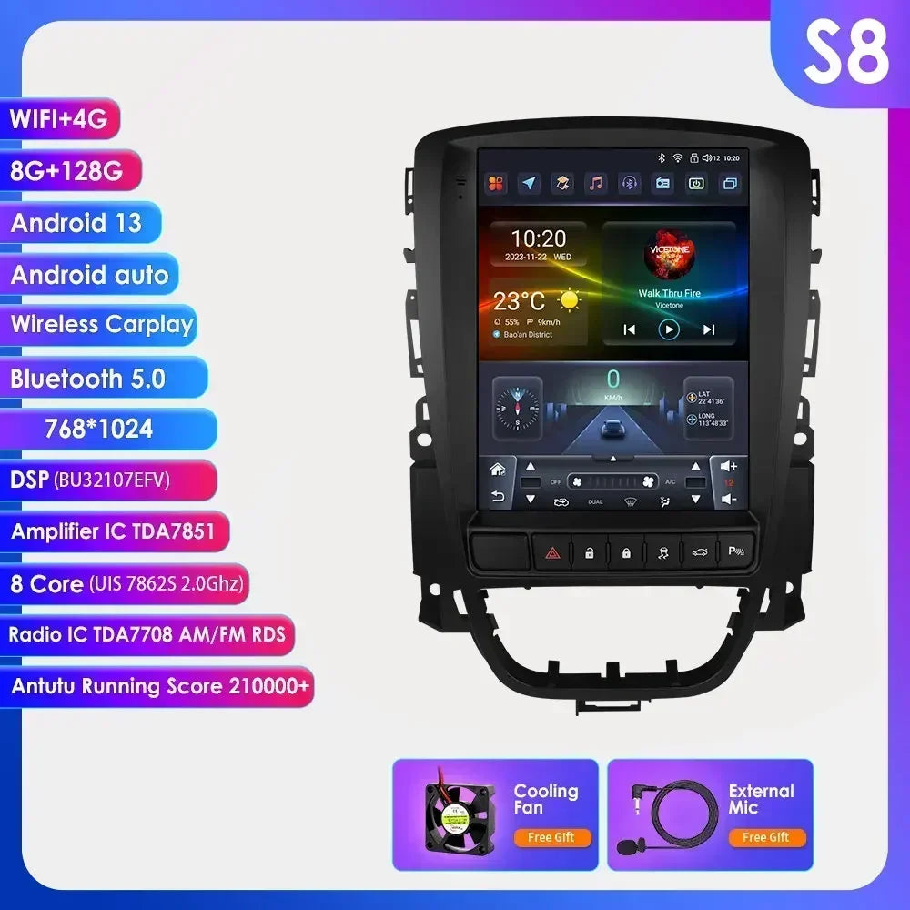 Opel Astra J Vauxhall Buick Verano 2009-2013 9,7" Android 14 Carplay Android auto wireless wifi bt gps 4g  AUTMPT97