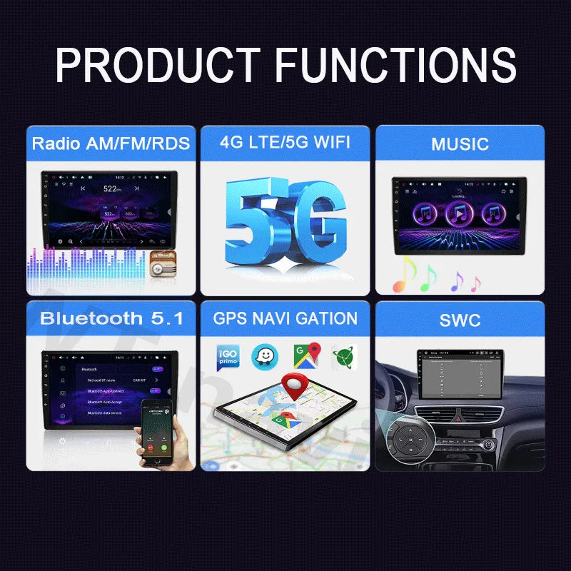 Hyundai Kona 2018-2022 Android 14 Multimedia Video Player GPS RDS DSP 5G Carplay Auto AUTMHKDFN