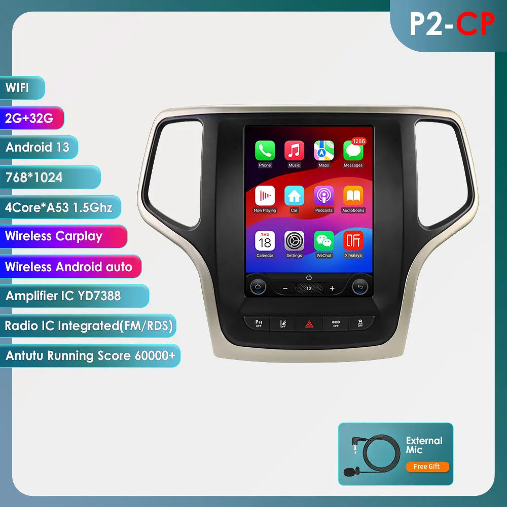Jeep Grand Cherokee 2014-2022 9.7'' Android13 Carplay Android auto wireless  Radio RDS  WIFI BT GPS USB 4G AUTMJPGC2