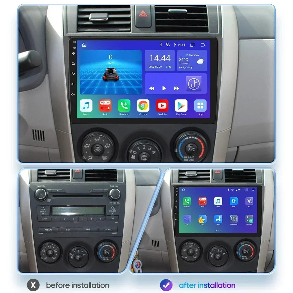 Toyota Corolla E140/150 2007 - 2011 9" Android 14 Carplay Android auto wireless wifi bt gps 4g   AUTMCRLTY