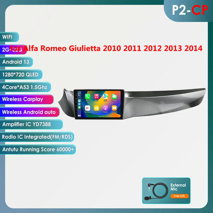 Alfa Romeo Giulietta 2010-2018 9" Android 14 Carplay Android auto wireless wifi bt gps 4g AUTMPK52