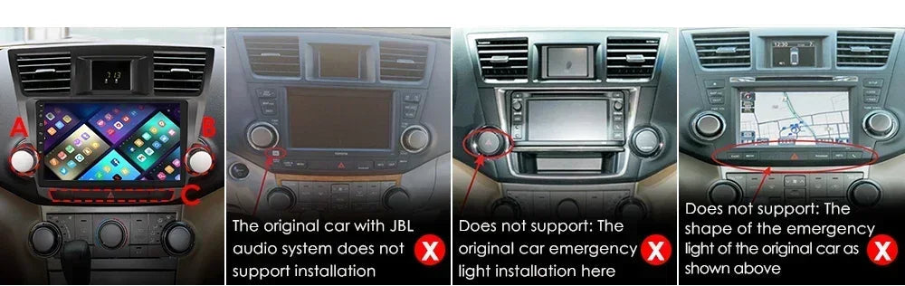 Toyota Highlander Kluger 2 XU40 2007 - 2013  9" Android 14 Carplay Android auto wireless wifi bt gps 4g   AUTMHIGTY