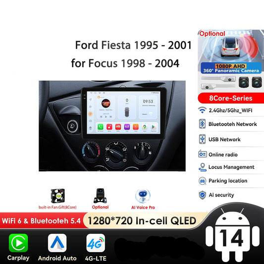 Ford Fiesta 1995-2001 Focus MK1 1998-2004 9" Android 14 Carplay Android auto wireless wifi bt gps 4g AUTM9J8W